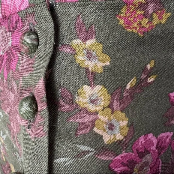 Laura Ashley Vintage Green Floral Long Sleeve Lace Collar Maxi Dress UK 10-12 - Picture 14 of 14